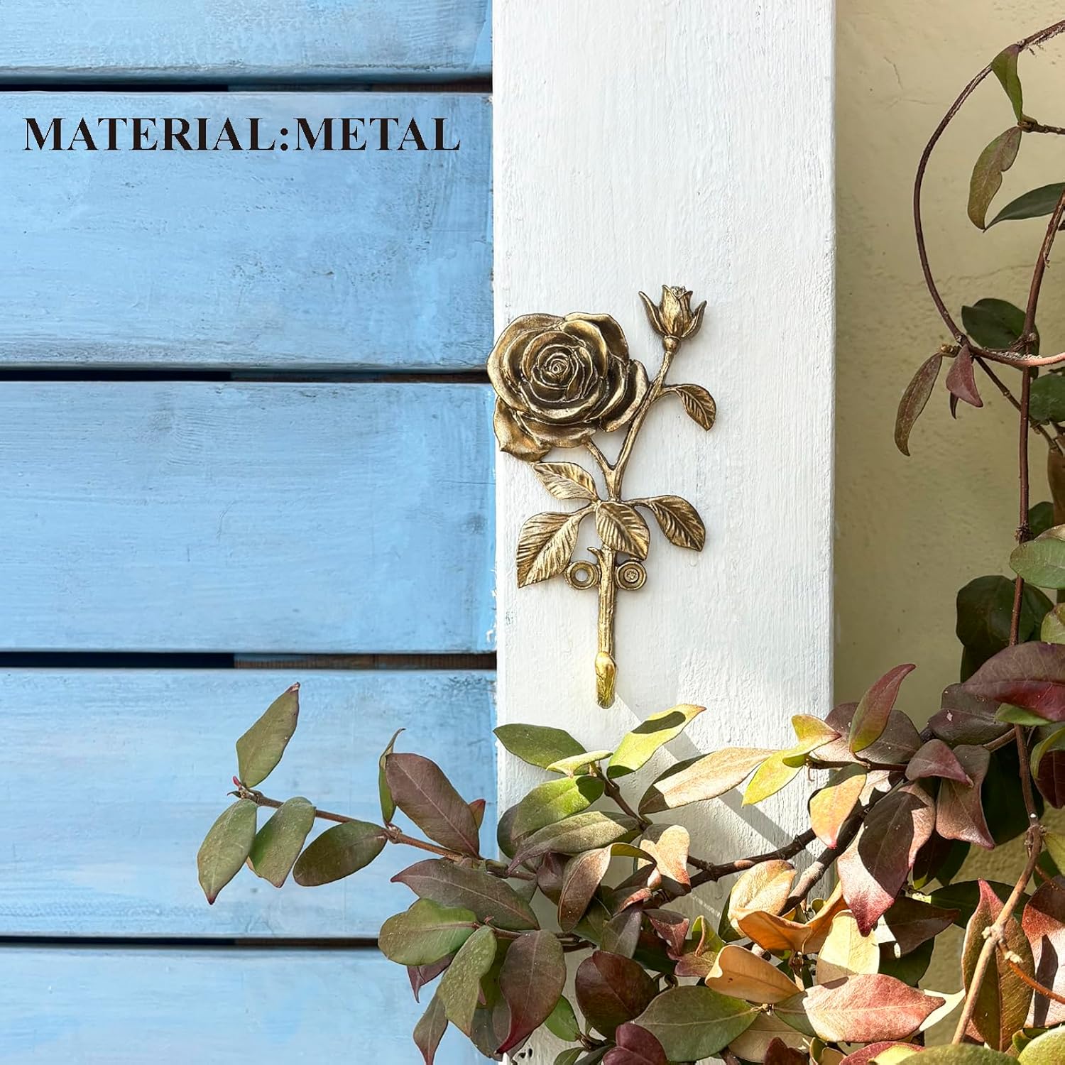 2 Pieces of Antique Brass Flower Wall Hooks, Heavy-Duty Metal Decorative Wall Hooks for Hanging Coats, Bags, Towels. Rose Ornate Style for Home Decor