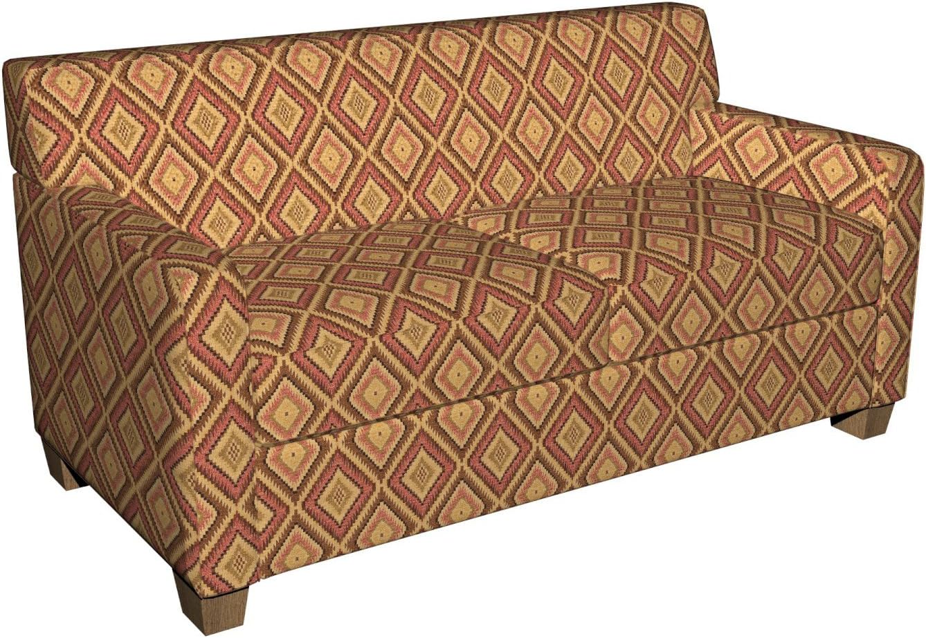 Red, Light Green and Beige Woven Southwestern Diamonds Upholstery Fabric by The Yard - SKU: Decker Brownstone