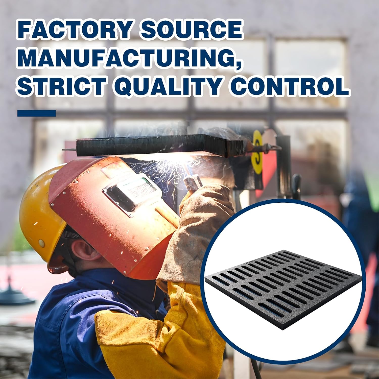 Cast Iron Drain Grate，Black Square Drainage Grate for Driveway, Concrete
