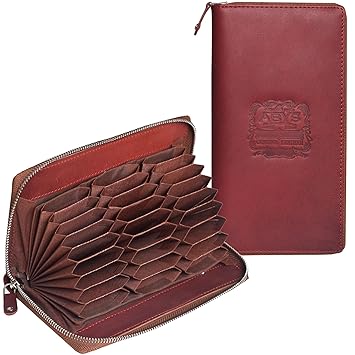ABYS Genuine Leather RFID Protected 27 Slots Debit|Credit|Smart|Identity Card Holder for Men & Women (Brown)