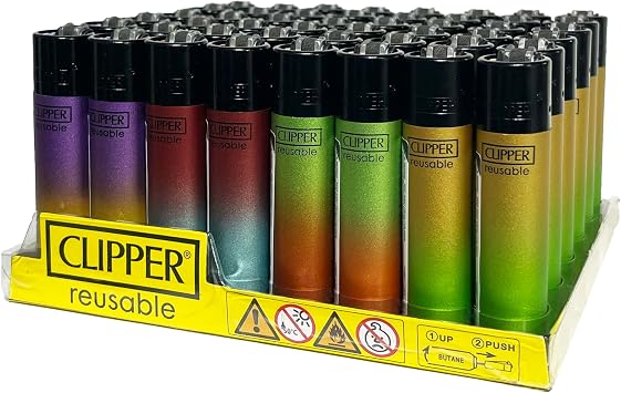 Clipper - Tray of 48 Reusable Lighters - Painted Metallic Gradient