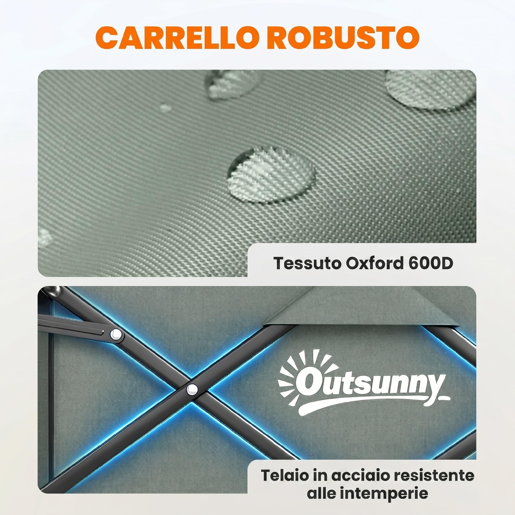 Outsunny Carrello da Giardino da 72L con 4 Ruote, Carrello Spiaggia Pieghevole in Acciaio e Tessuto Oxford con Borsa da Trasporto Lavabile, 2 Tasca Portaoggetti e Maniglia Girevole e Regolabile, Verde