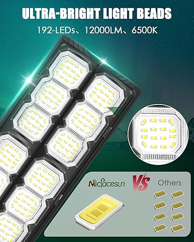 Miniatura 4 de Luces solares para exteriores 800W-6500K LED, farolas solares para exteriores con sensor de movimiento y del atardecer al amanecer, IP66 impermeable