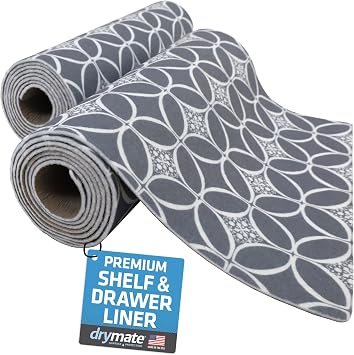 Drymate Premium Luxury Shelf & Drawer Liner, Thick Cushioned Fabric, Non-Adhesive, Absorbent, Waterproof, Slip-Resistant, Liners for Kitchen Cabinets, Cupboards USA Made12x592-PackIndigoGrey
