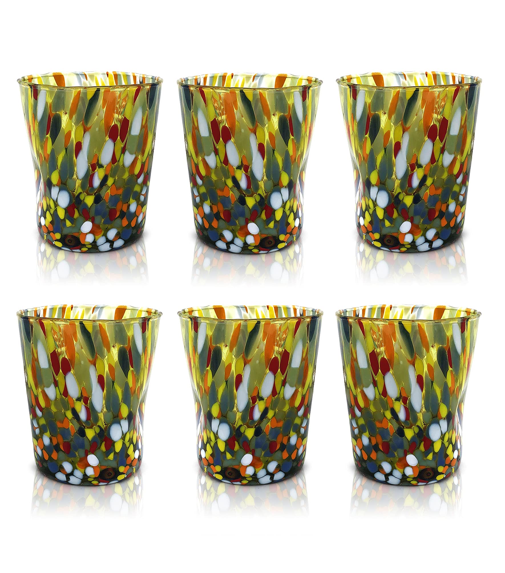 MAZZEGA ART & DESIGN - 6 Goto Tumbler Glasses in Hand-Blown and Handcrafted Murano Glass - The Colors of Murano - Model 'Tumbler 350 ml.' (Green, 6)