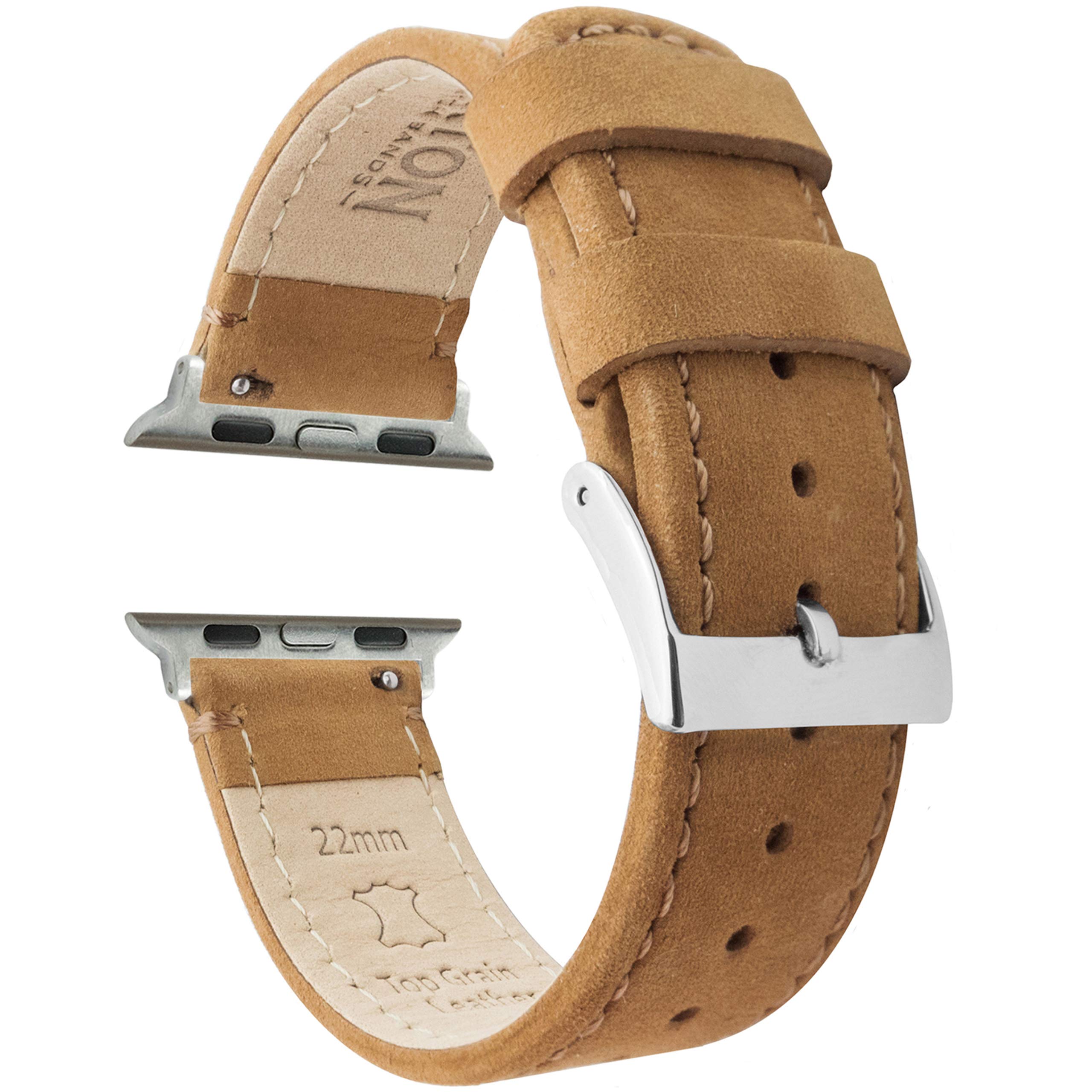 BARTON WATCH BANDS - Top Grain Leather Watch Bands Compatible with Apple Watch Models - 1, 2, 3, 4, 5, 6, 7, 8, 9, 10, SE, Ultra &amp; Ultra 2