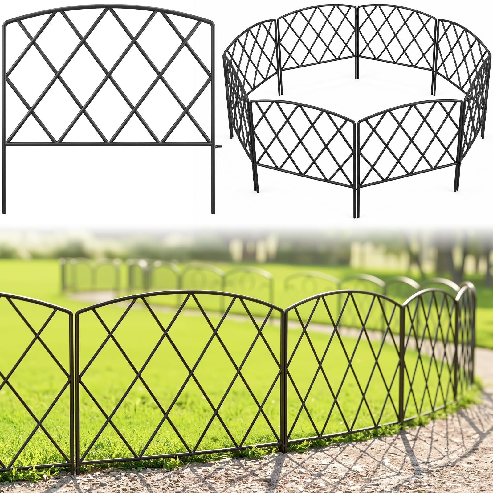 Thealyn Dekorativer Gartenzaun aus Metall, 61 cm breit x 61 cm hoch
