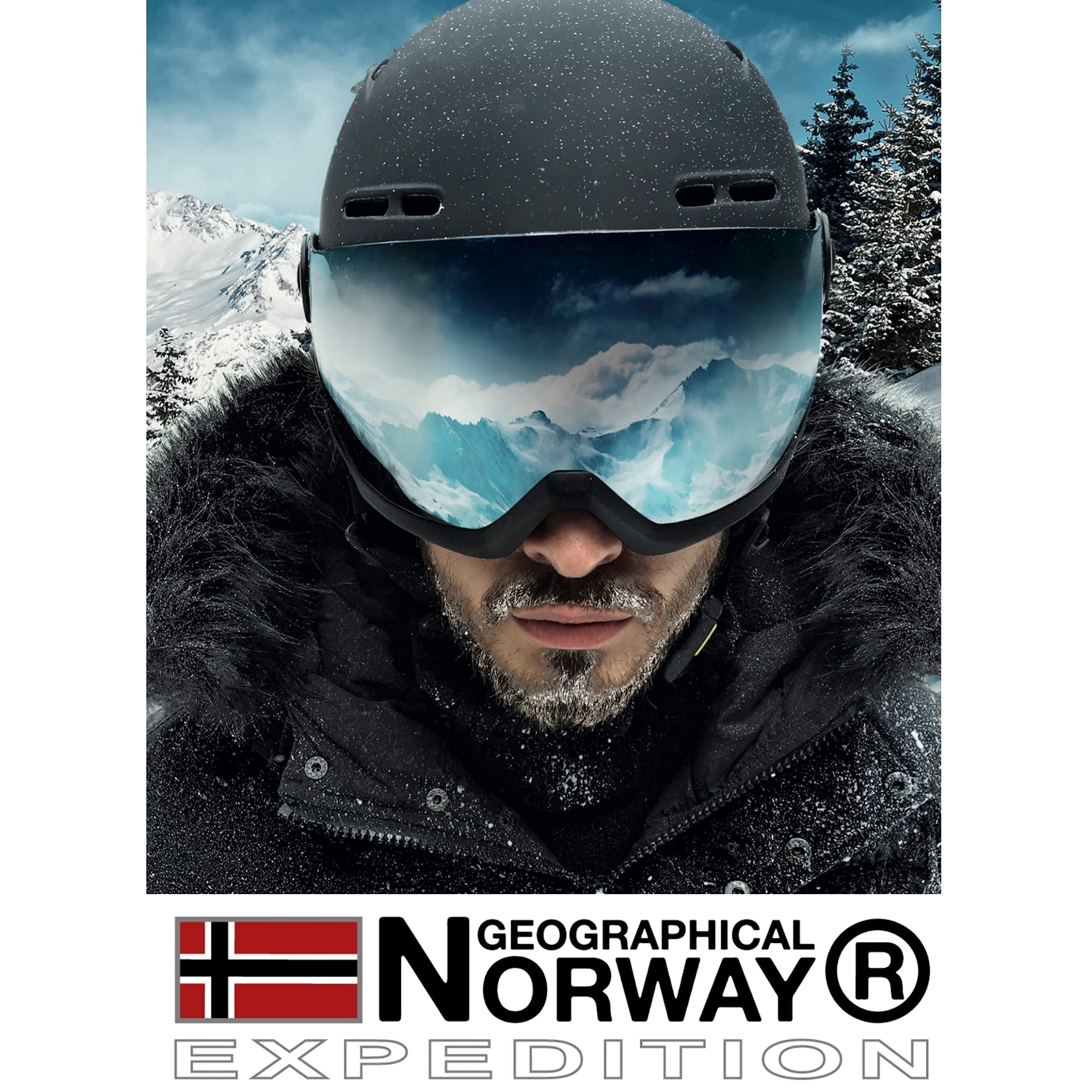Geographical Norway - Parka con passamontagna caldo, da uomo, impermeabile, con cappuccio in pelliccia spessa, per esterni, giacca calda da vento, invernale, fodera esterna da uomo