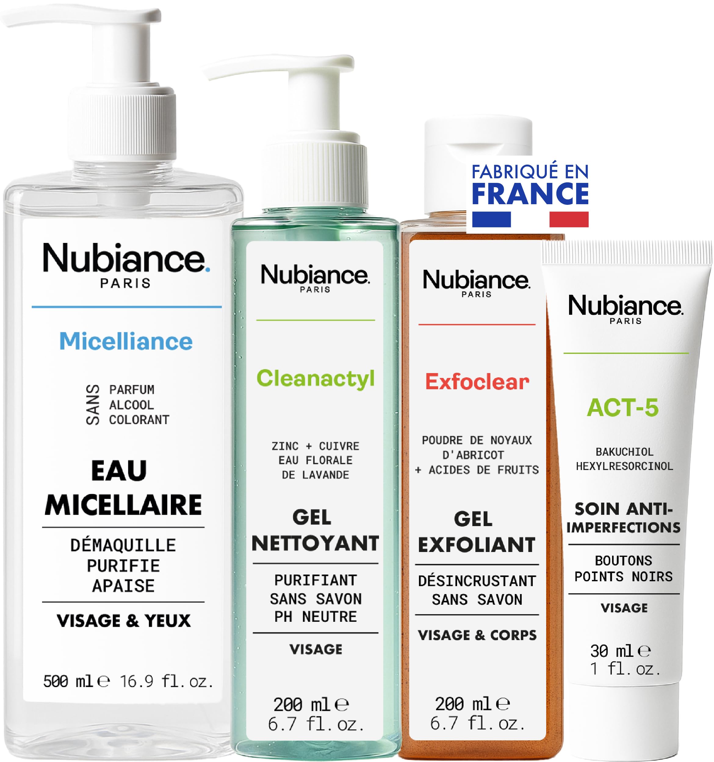 Nubiance Coffret Soin Visage Acné, Anti Point Noir, Peaux Mixtes