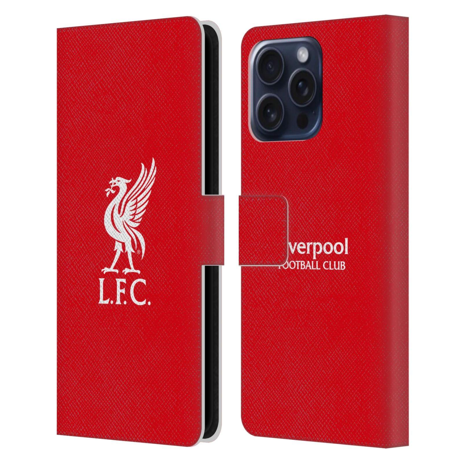 Head Case Designs Officially Licensed Liverpool Football Club White Logo In Red Liver Bird Leather Wallet Case Compatible With Apple iPhone 16 Pro Max