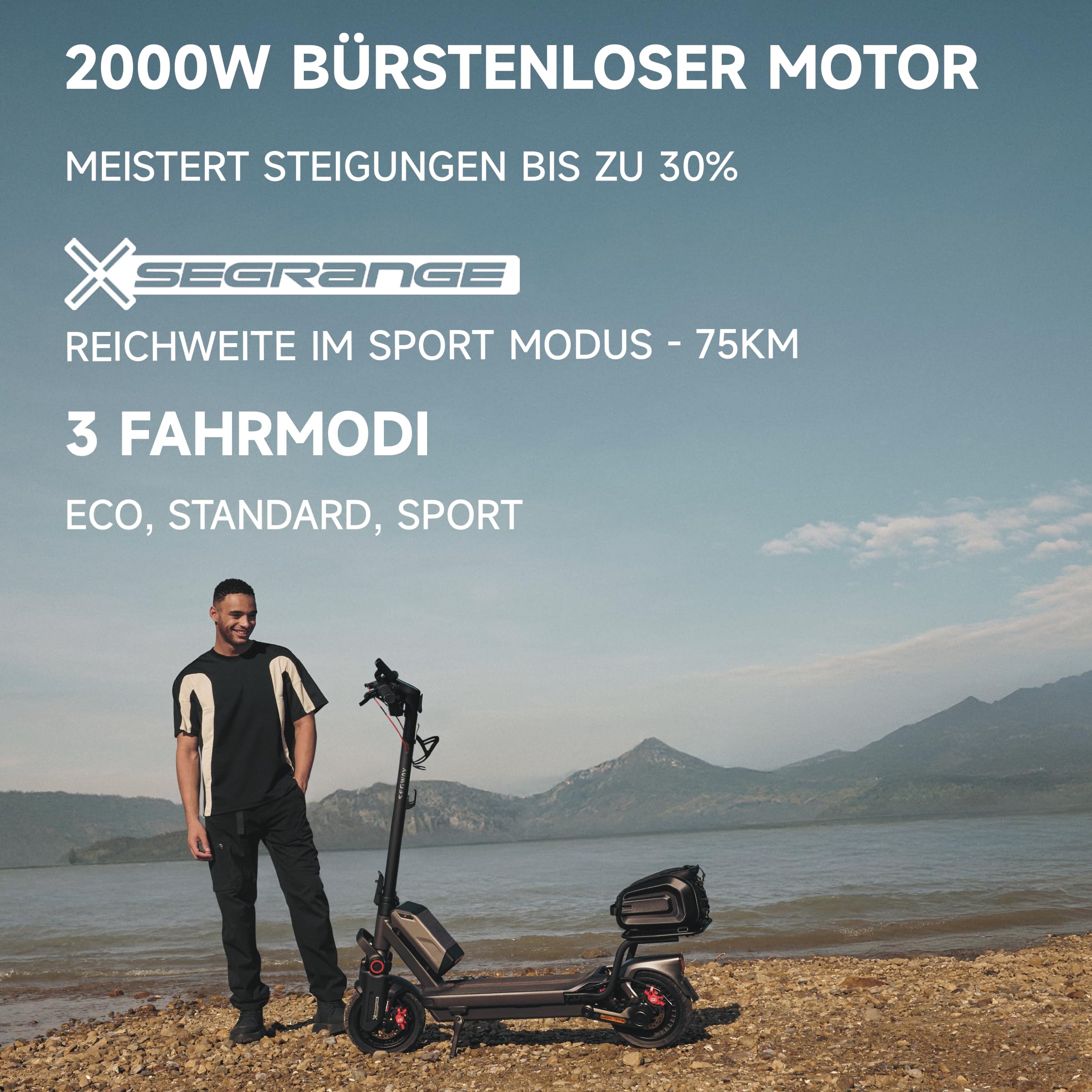 Segway-Ninebot MAX G3 D, E-Scooter mit Deutscher Straßenzulassung, 80 km Eco Modus Reichweite, 75km im Sport Modus, doppelte hydraulische Federung, 130 kg Tragkraft, Smart Display, 3,5 h Ladezeit