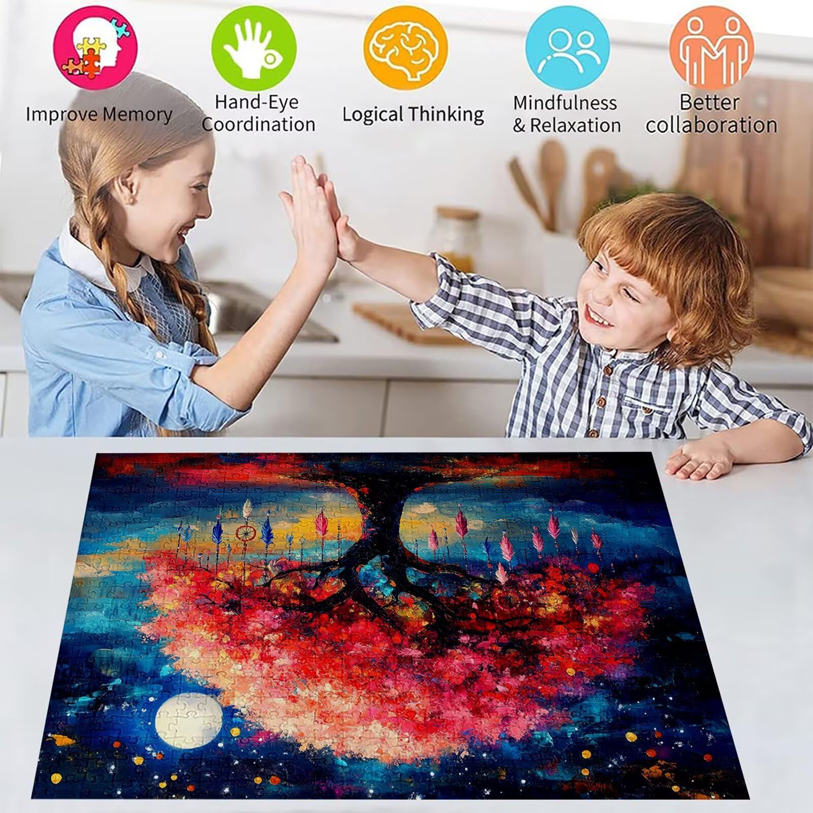 Puzzle 3000 elementów drzewo puzzle dla dorosłych księżyc 122 x 81 cm Unikalne rzemiosło klasyczne 3D drewniana układanka do rodzinnych gier biznesowych, układanka do samodzielnego wykonania nawet do