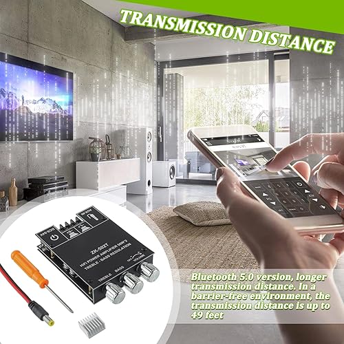 Miniatura 4 de Tablero amplificador Bluetooth de 50 W+50 W con control de agudos y graves TPA3116D2 chips DC 9-24V BT y entradas AUX 2.0 canal estéreo AMP Board