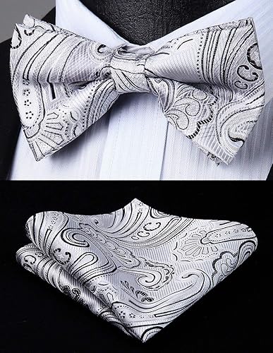 Miniatura 3 de HISDERN Tirantes para hombre Paisley Floral Pajarita Tirantes Bolsillo Cuadrado Conjuntos Ajustable Forma Y 6 Clips Tirantes de Boda