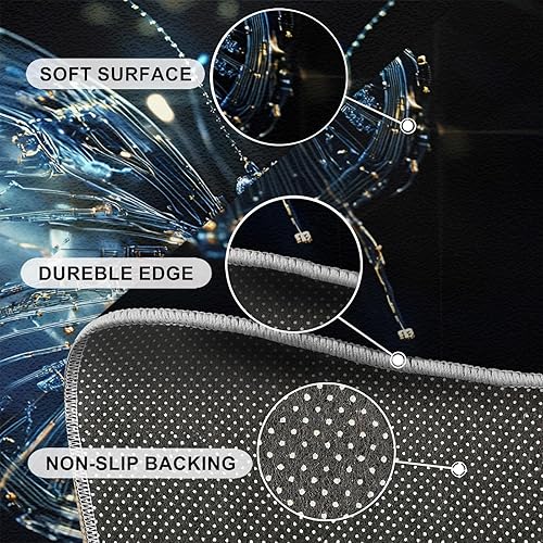 Miniatura 6 de Mechanical Butterfly Rugs for Bedroom, Cyberpunk Butterfly Area Rug, Cyberpunk Rugs for Living Room, Indoor Non-Slip Rug, Machine Washable Carpet