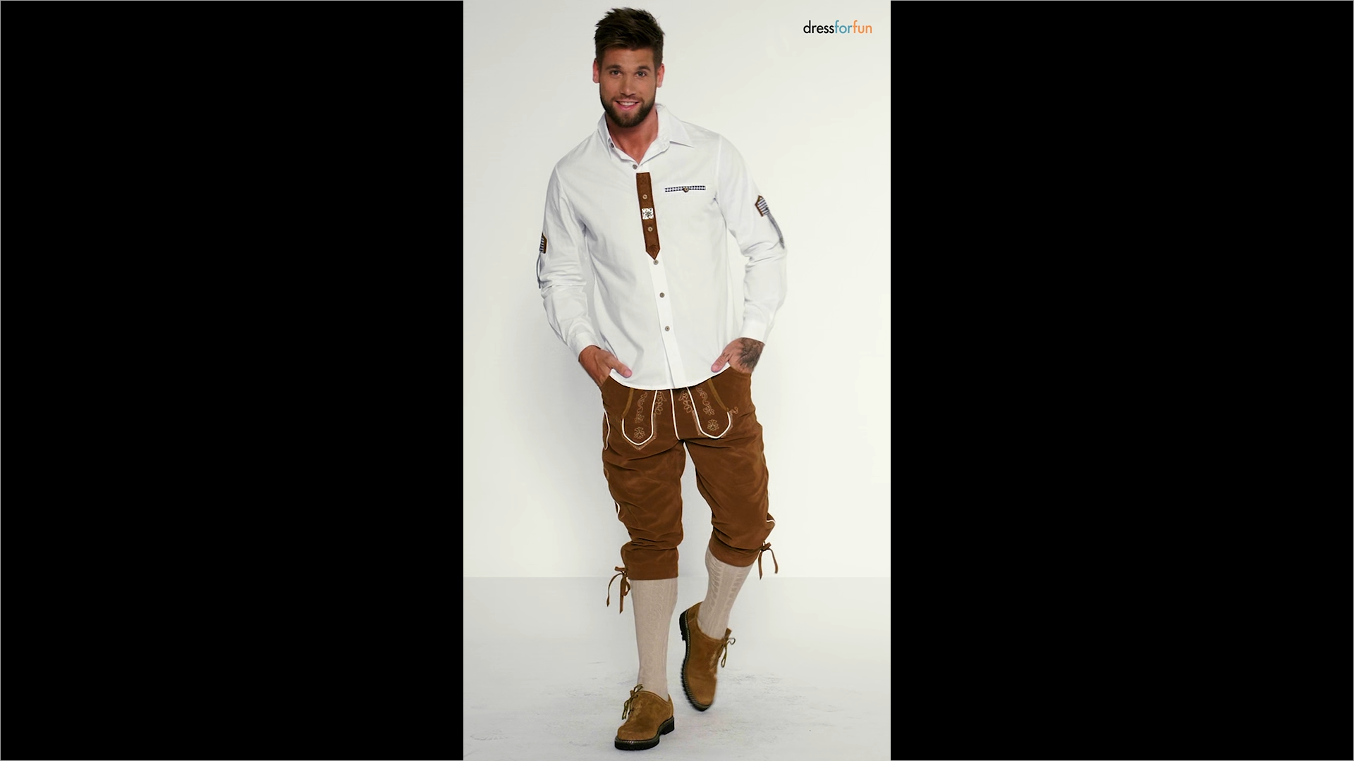 Echtleder Trachtenhose Herren Lang - Mit Hosenträgern & Stickereien