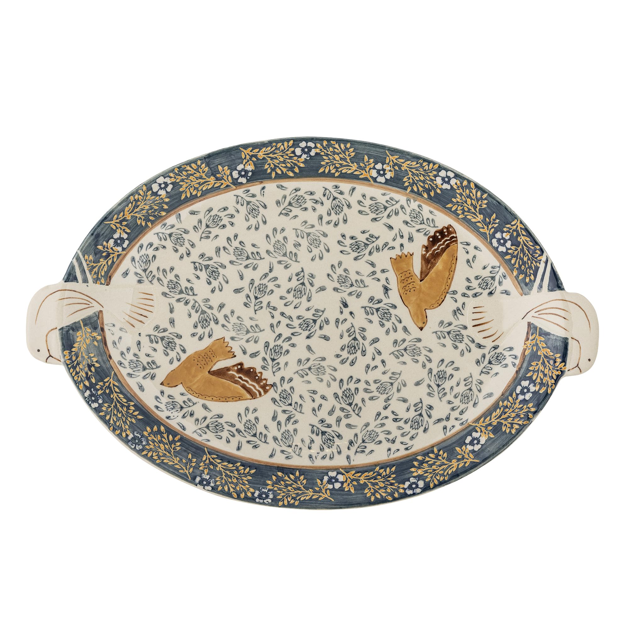 Bloomingville Hezha Vassoio in Gres Porcellanato, Blu