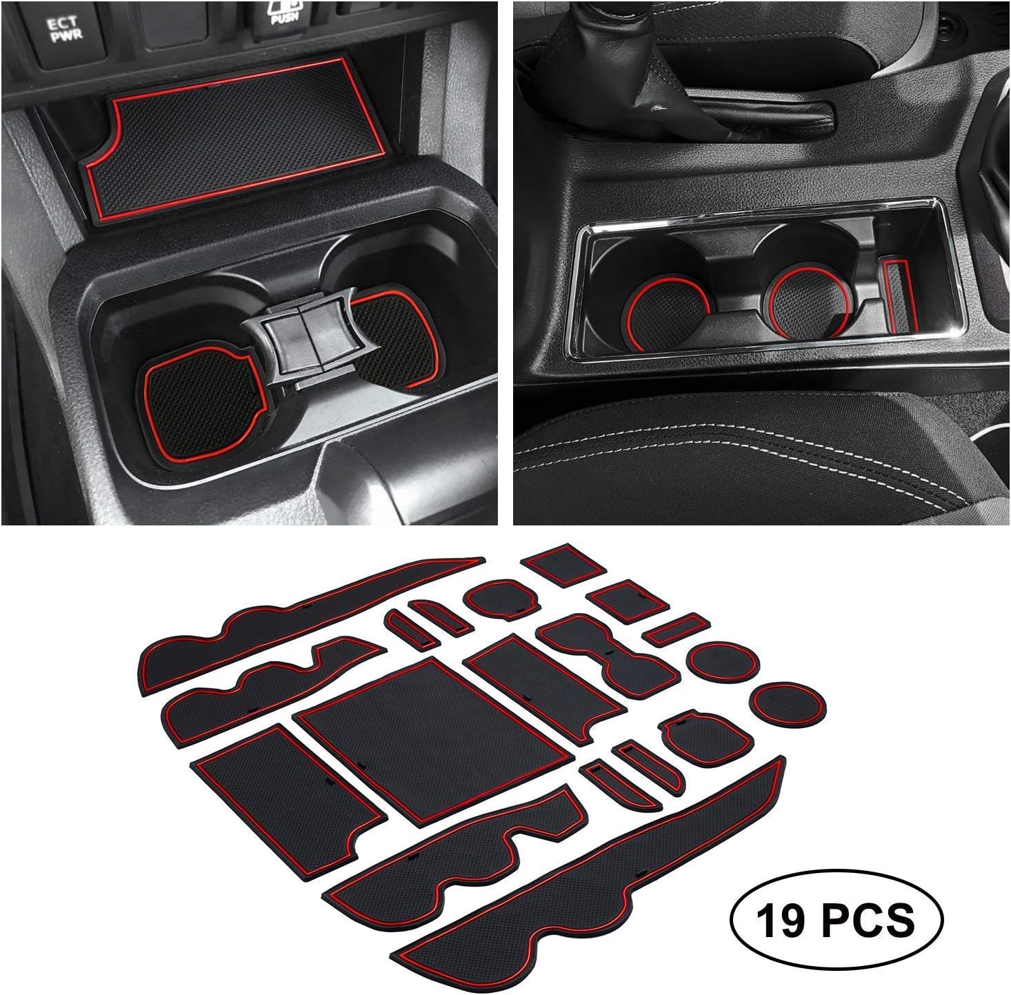 JKCOVER Center Console Organizer Tray and Rubber Liner Compatible with Toyota Tacoma 2016 2017 2018 2019 2020 2021 2022 2023 Armrest Accessories (Liner Only for Double Cab)