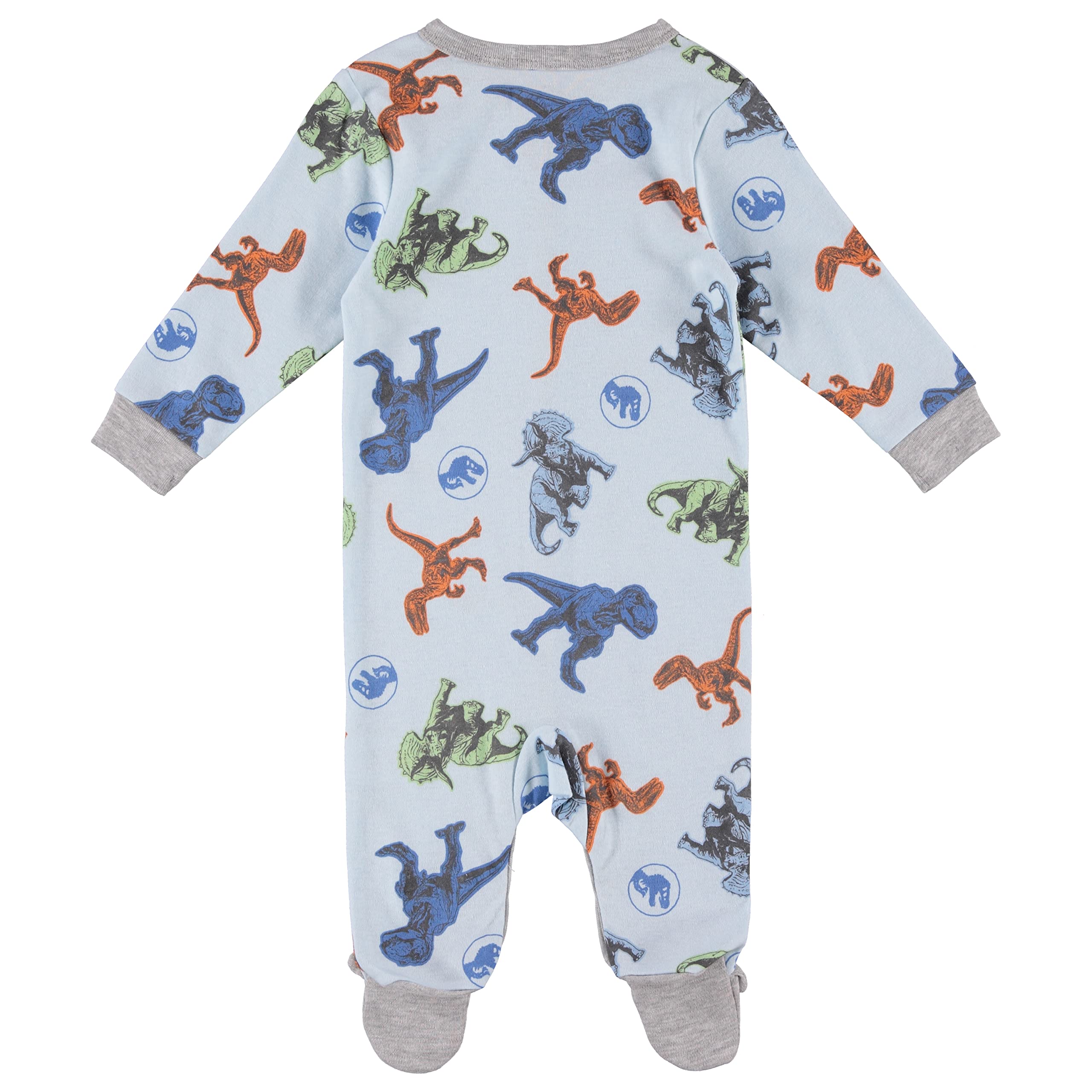 Jurassic World Welcome to the Universe Baby Baby Footie Pajamas - Baby Sleeper Bodysuit (3-6M), Blue/Orange/Green (AJWB115FT)