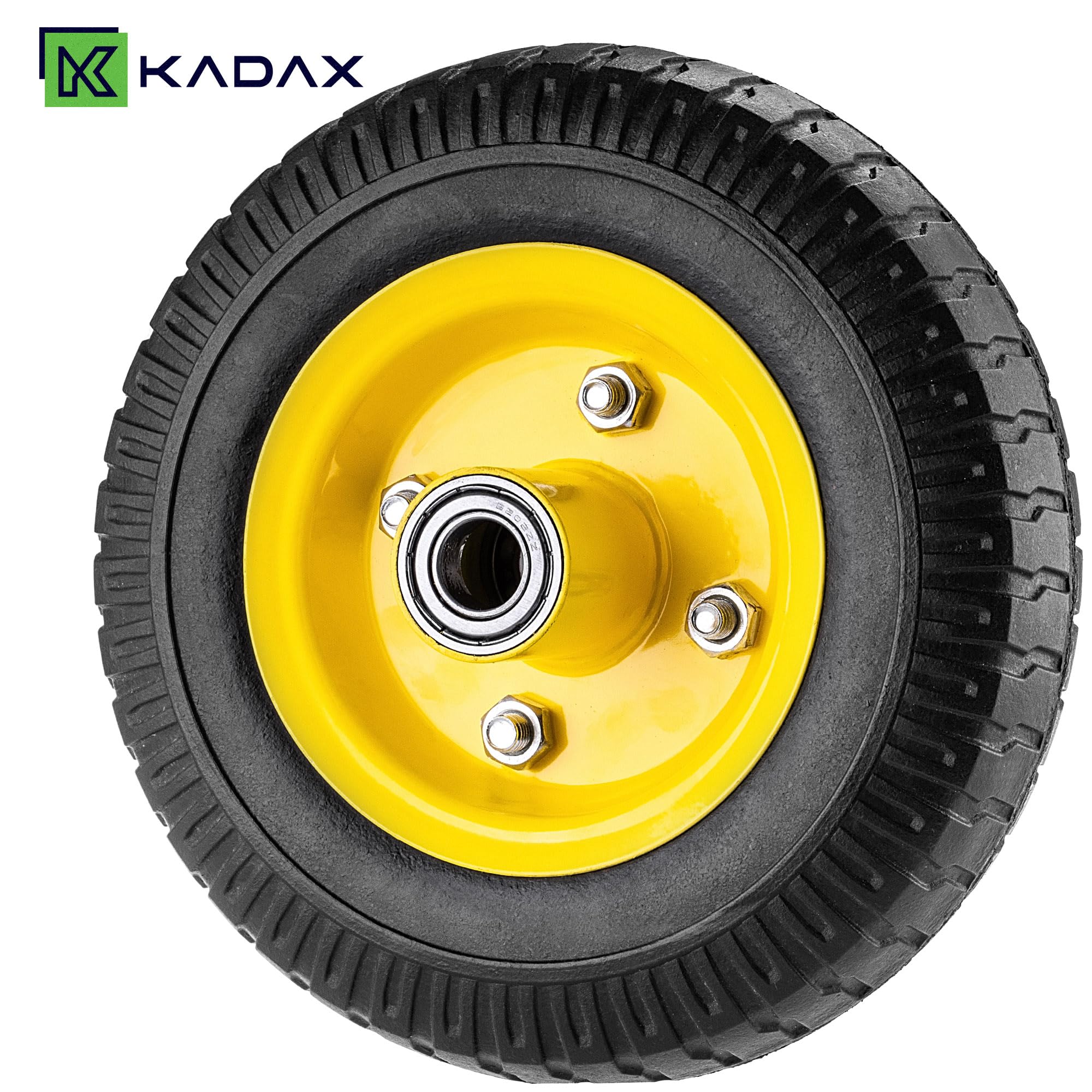 KADAX Lot de 4 roues de rechange anti-crevaison 2,50-4 pour diable, diable, chariot de transport et chariot de jardin, avec alésage d'axe de 17 mm