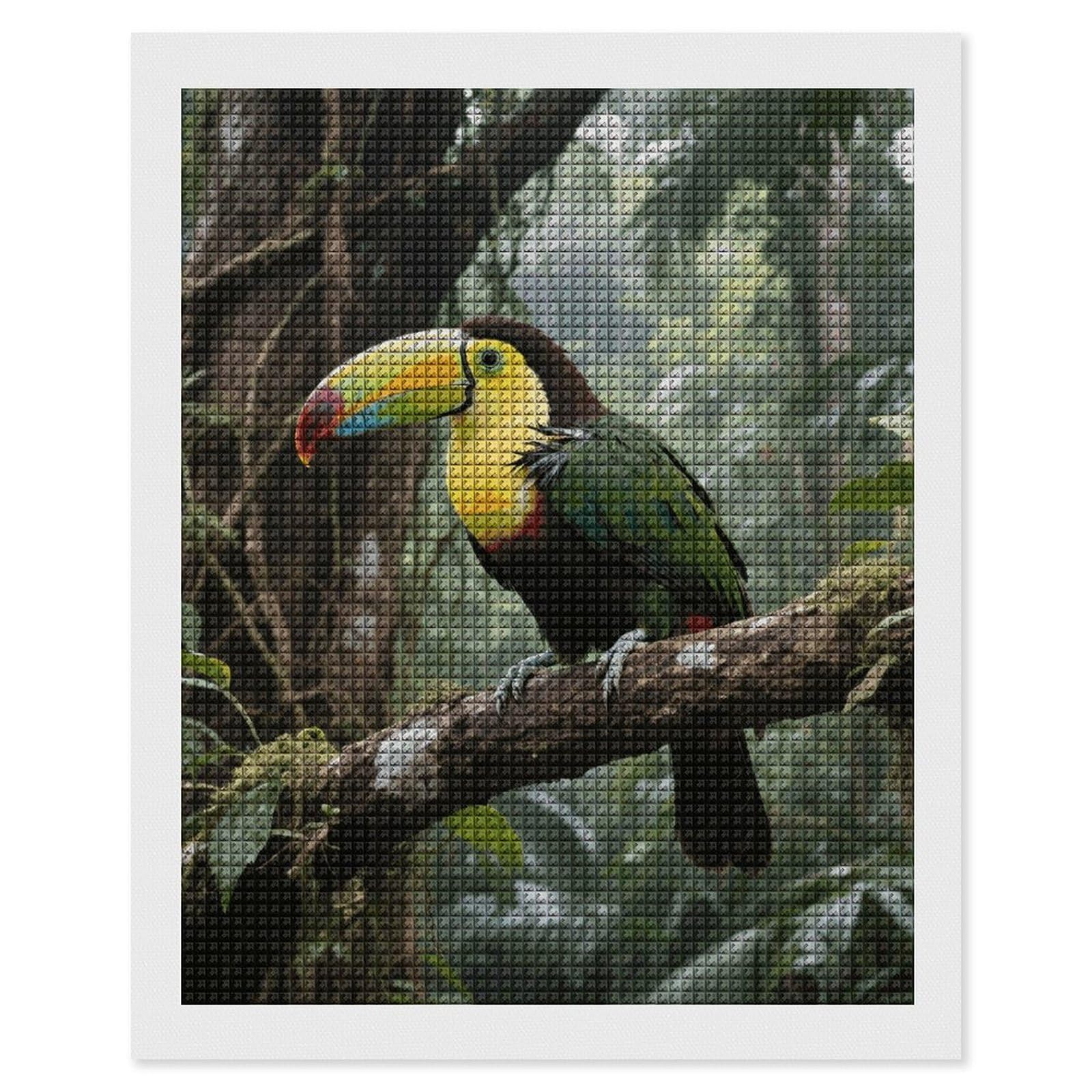 FodPand Parrot Bird 5D Diamond Painting Kits for Adults Beginners Full Drill Square Diamond Dots Pictures Gem Art Supplies for Home Wall Room Decoration DIY Craft Set Gift 16X20