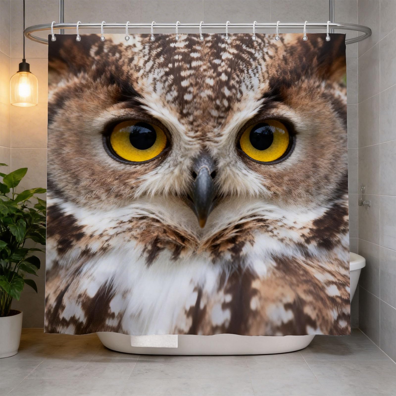 Hongduo 3D Owl Shower Curtain for Stalls Bathtubs Wild Animal Bathroom Decor Shower Curtain Set Polyester Fabric Waterproof 200x200cm/79X79 Inch with Hooks