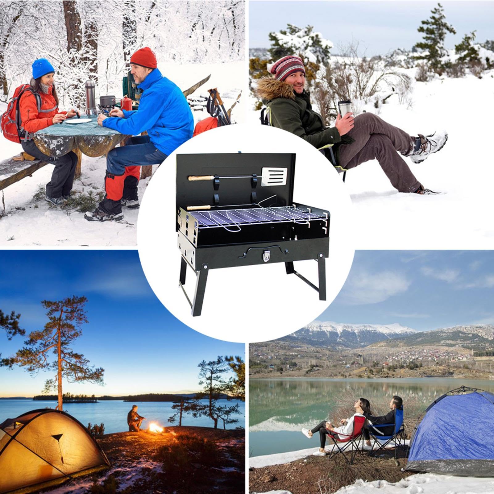 Griglia a carbone pieghevole portatile | Fornello per barbecue da esterno | a scatola | Griglia per barbecue compatta per campeggio, picnic, escursionismo e cucina all'aperto - Griglia a carbone facile