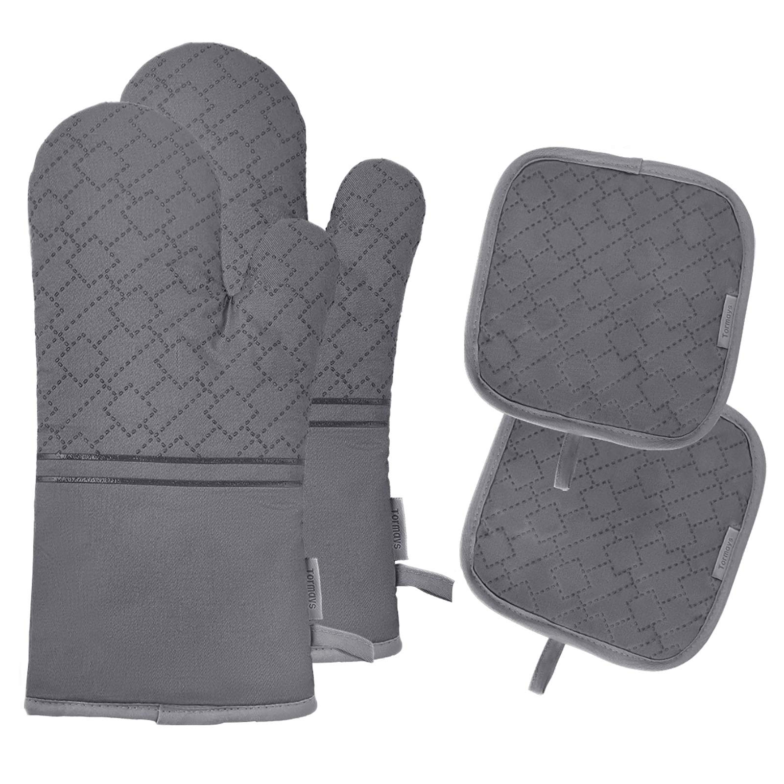 Lot De 4 Gants De Cuisine Et Maniques En Pur Coton Pur Résistant à