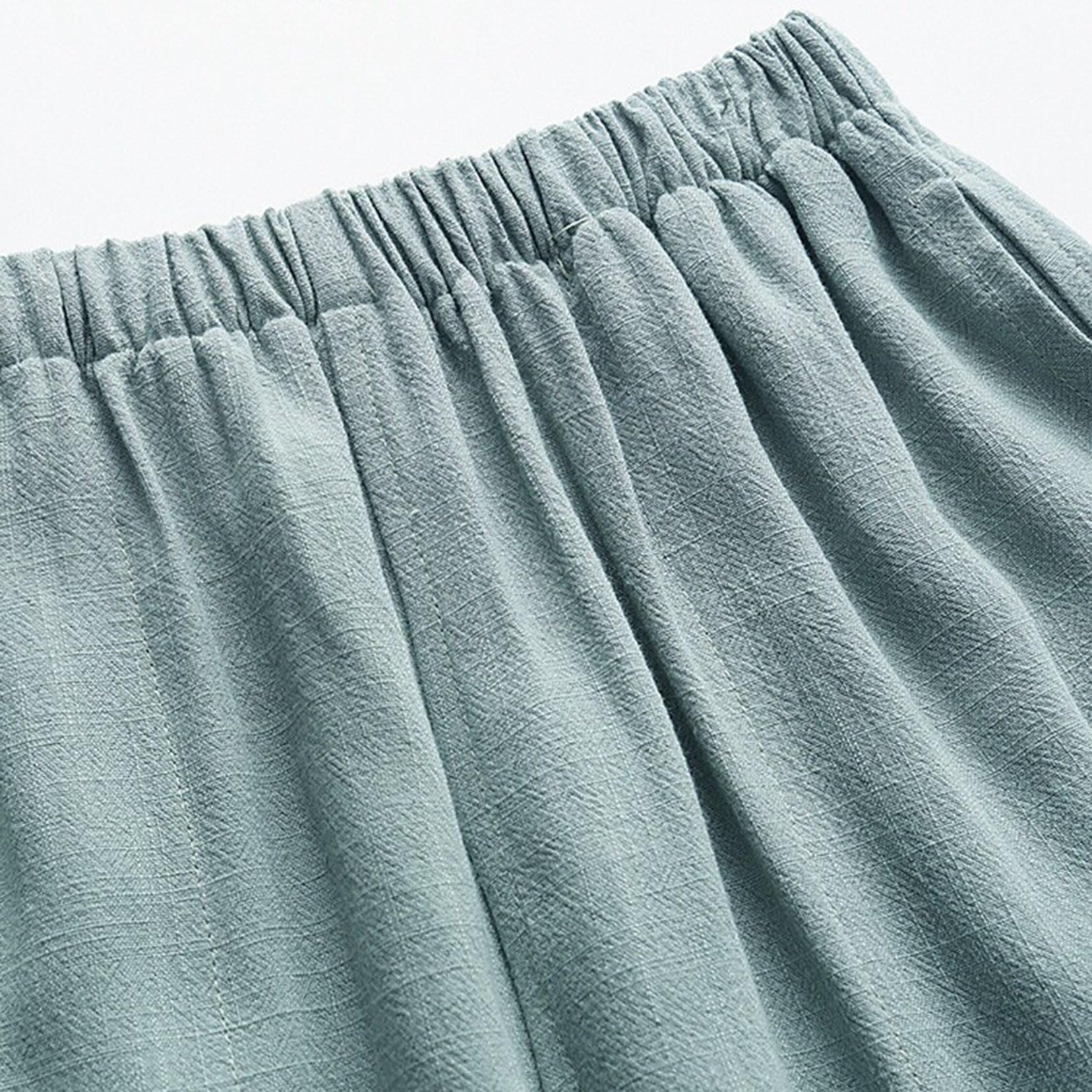 Pantalones de chándal de color sólido para hombre, pantalones de playa rectos y holgados, cortos, de estilo chino para el verano