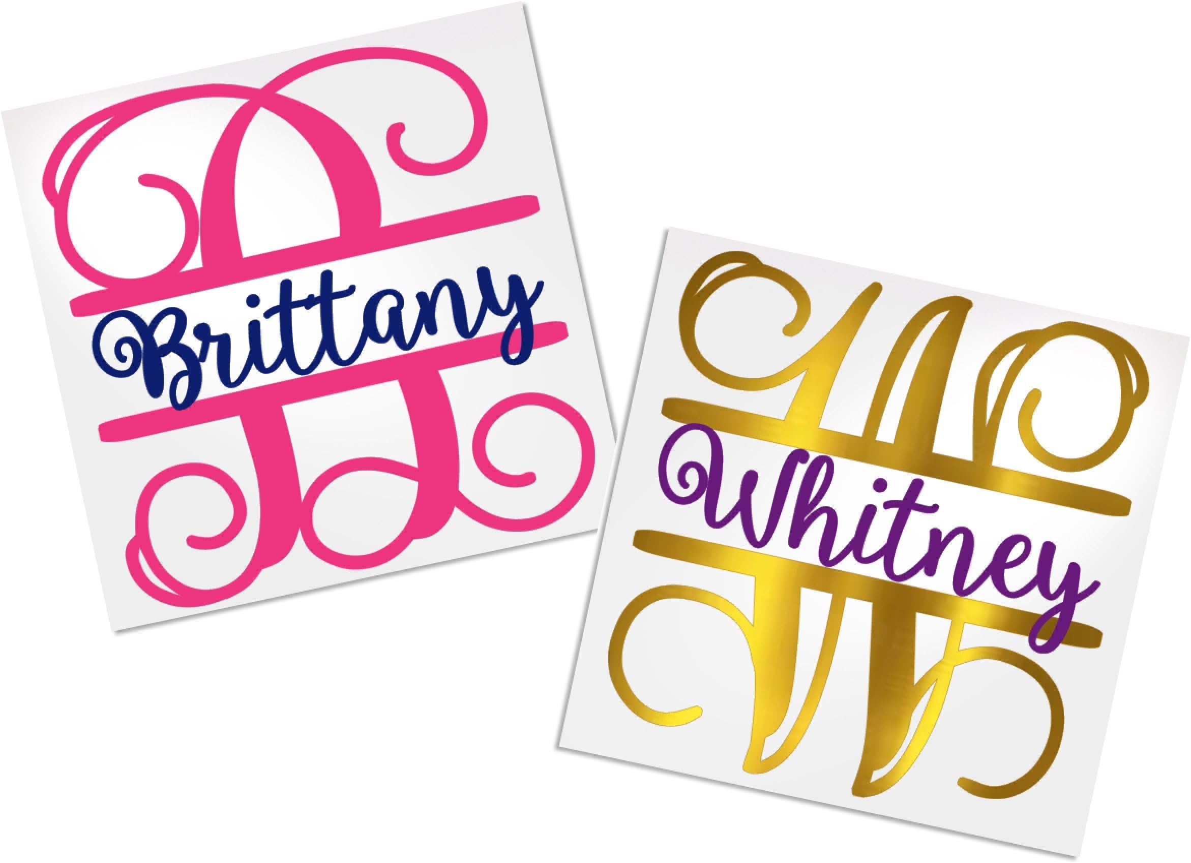 Amazon.com: Monogram Letter in Laurel Wreath Vinyl Decal - Script ...