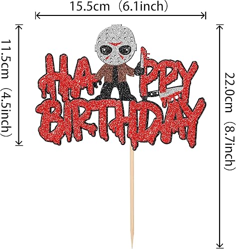 Miniatura 2 de 1 pieza de decoración de pastel de terror con purpurina de terror clásico de Halloween, decoración de pastel de cumpleaños con temática asesina para