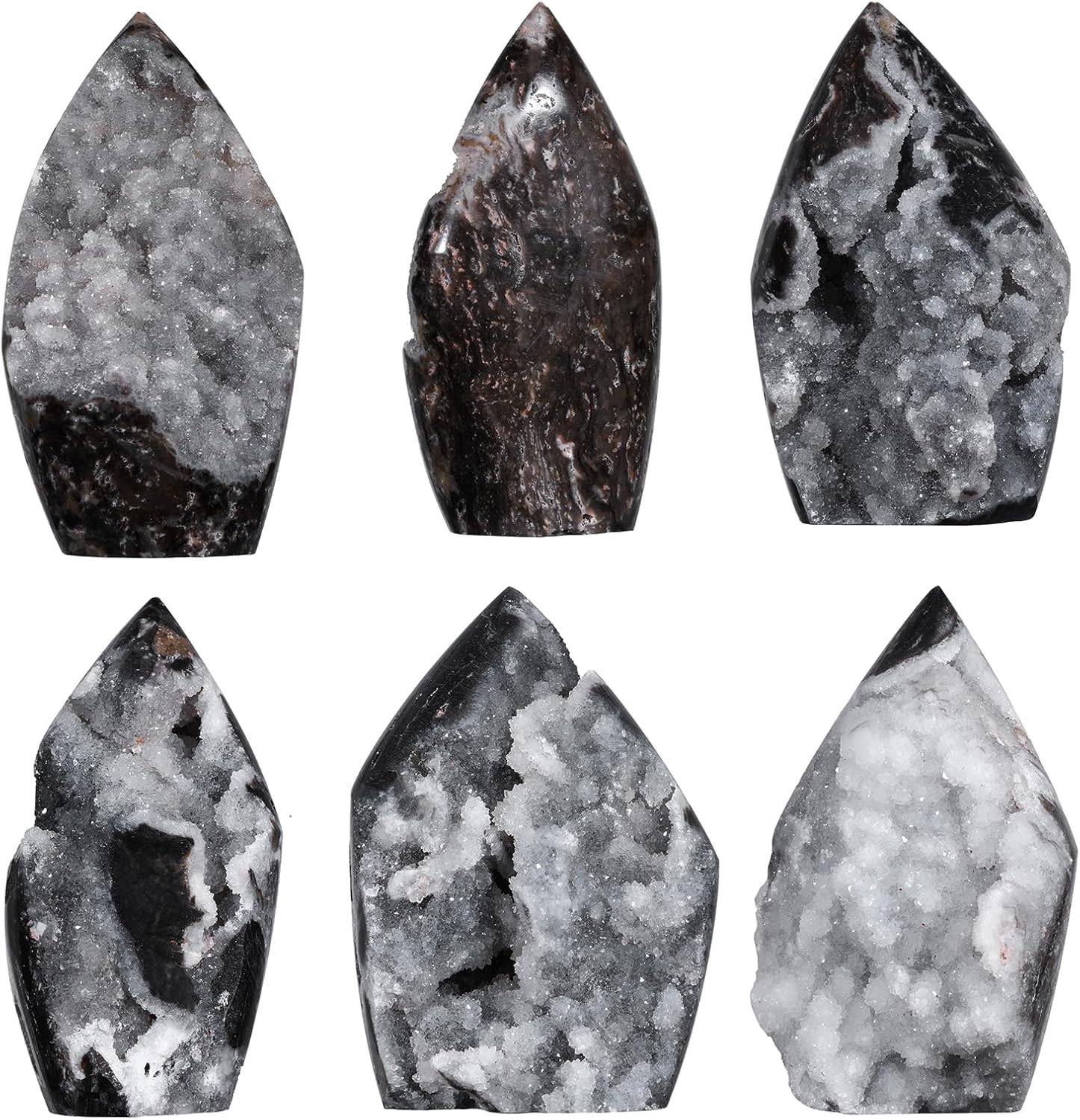 TUMBEELLUWA Sphalerite Geode Cluster Crystal Obelisk Tower for Shelf Desk Decor, Flame Shaped Crystals and Healing Stones Diffusers for Essential Oils, 0.22-0.44 LBS
