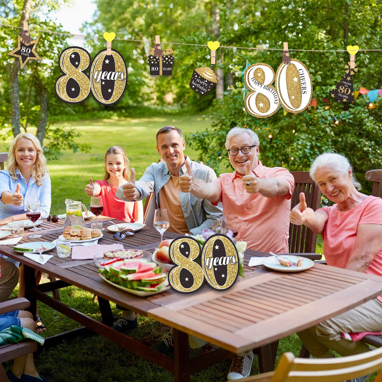 10-Pack 80th Birthday Centerpiece Sticks – Double Sided Glitter, Cake & Table Topper Decor - View #4