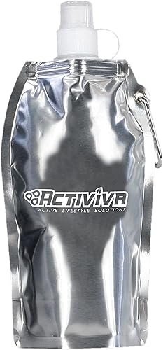 Miniatura 3 de Botella de agua plegable reutilizable con clip de mosquetón, ligera, a prueba de fugas, plegable, no tóxica, sin BPA, 16.9 onzas, paquete de 4