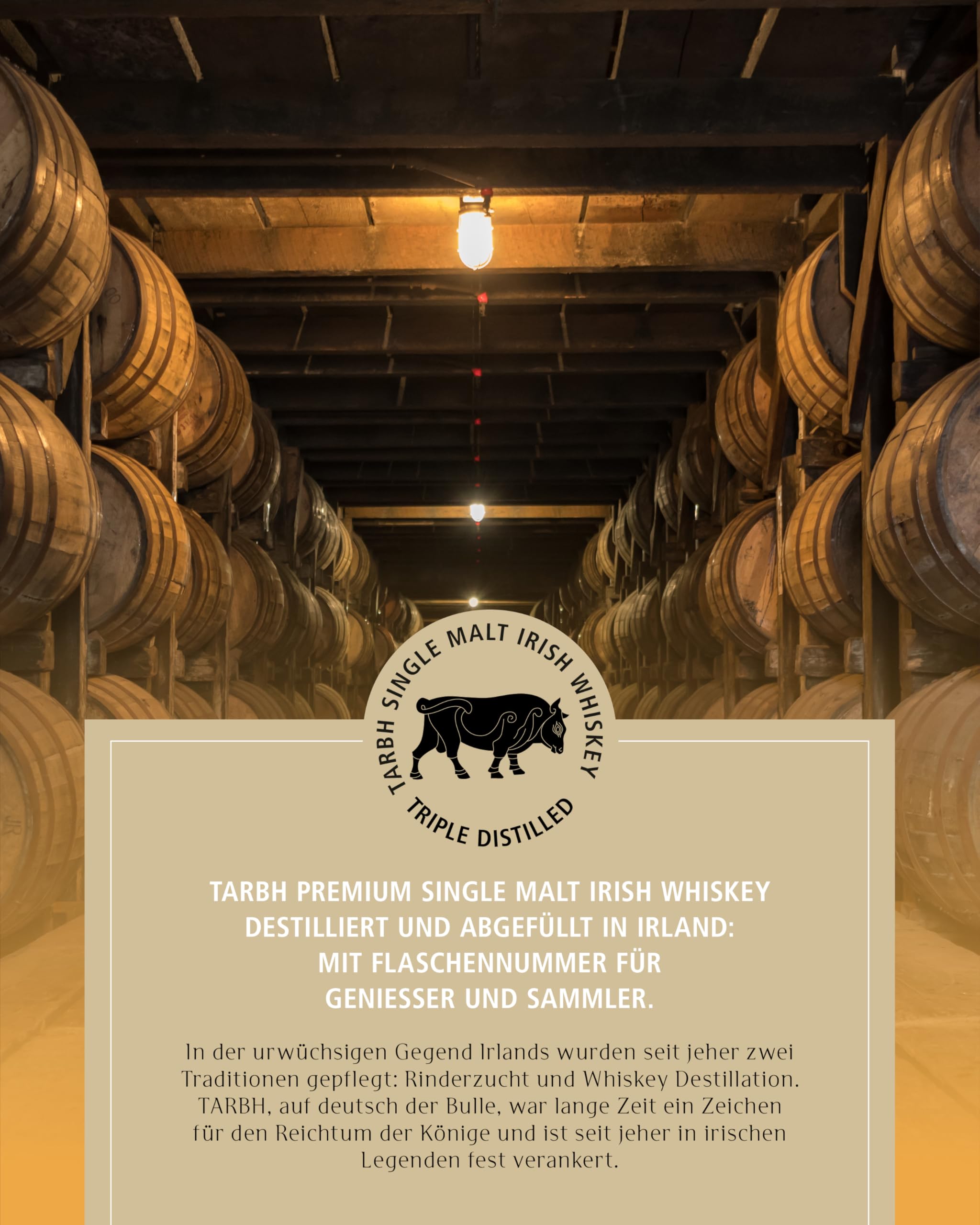 TARBH Contemporary Series Single Malt Irish Whiskey 0,7 l 40% - Small Batch, Triple Distilled & Non-Chill Filtered, Gereift in Bourbonfässern, Aromatisch mit Karamell- und Vanillenoten