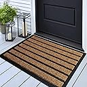 ubdyo Extra Durable Door Mat - Dirt Trapping Outdoor Welcome Mats - Non-Slip Outdoor Indoor Entrance - Low Profile Front Doormat (30" x 17", Bright Brown)