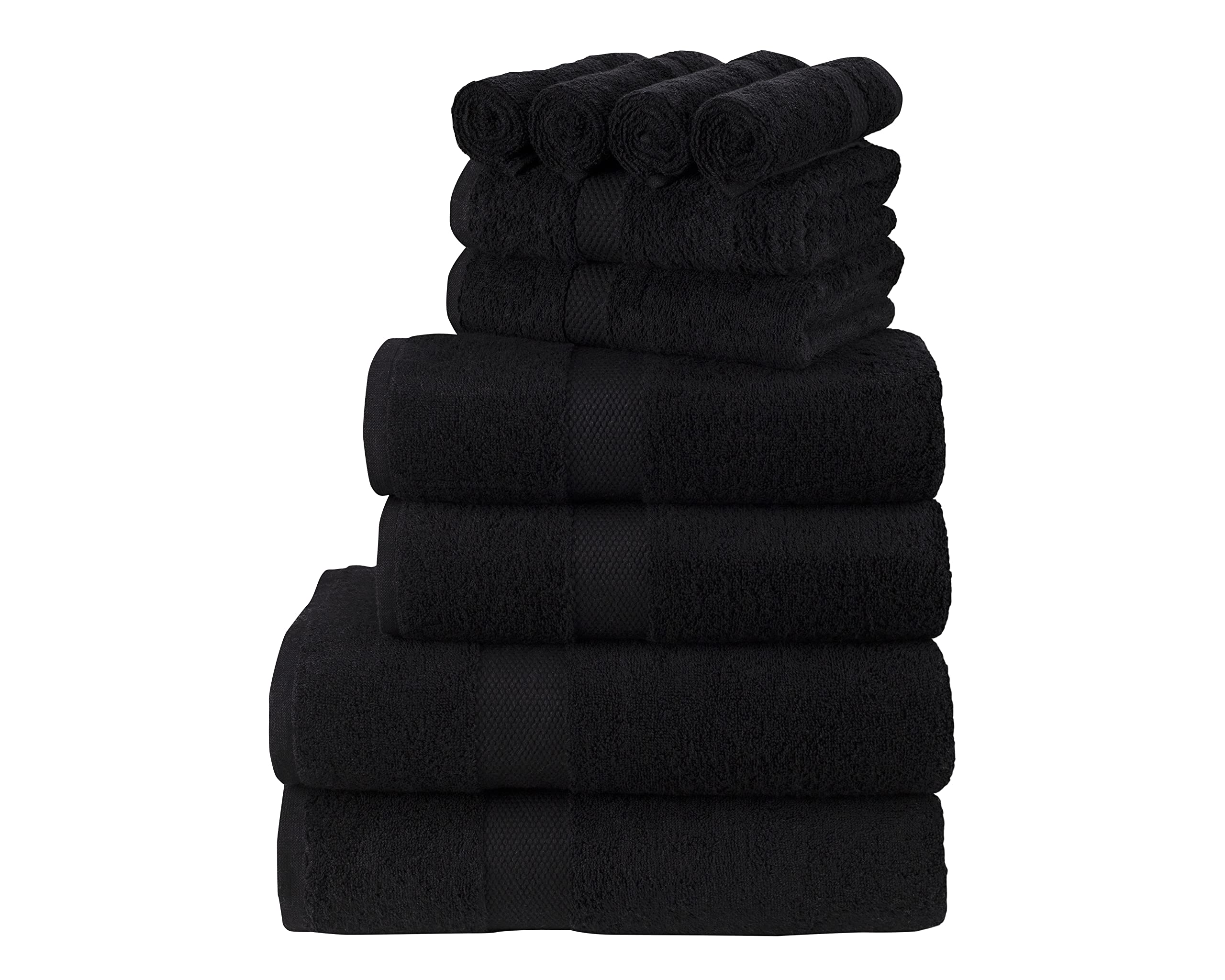 La Maison 100% Egyptian Cotton 600GSM Superior Towel Bale Set Face Hand Towel Bath Towel 10 Piece Super Soft Everyday Use (Black)
