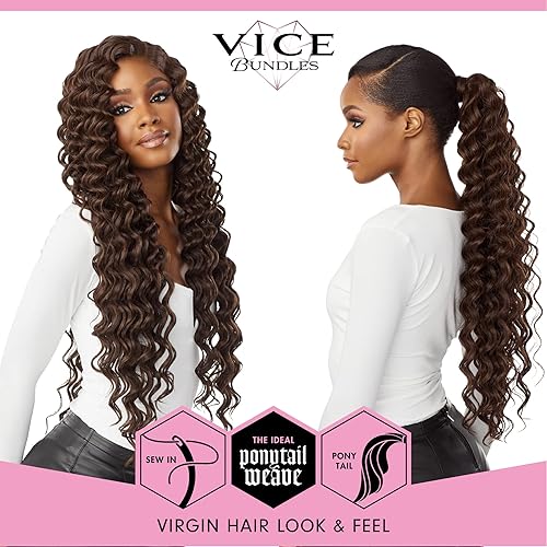 Miniatura 2 de Sensationnel Vice bundles de tejido  cabello virgen sintético de 24 pulgadas con rizos profundos para coser y cola de caballo de longitud larga (1