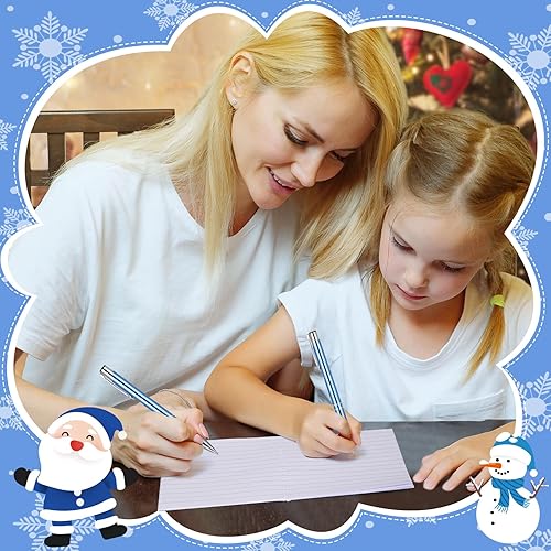 Miniatura 5 de Teling 24 cuadernos y bolígrafos de Navidad, regalos de Papá Noel, copo de nieve, hombre, ciervo, árbol de Navidad para niños y niñas, suministros