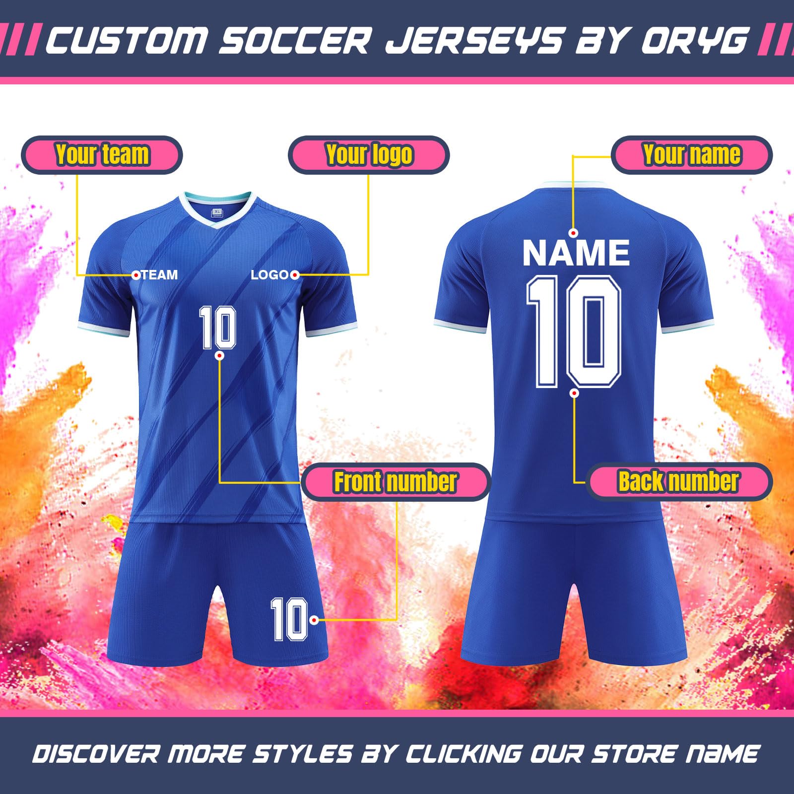 ORYG Custom Soccer Jerseys for Kids Boys Girls Personalized Men Women Soccer Team Uniforms with Name Number Logo Team Name