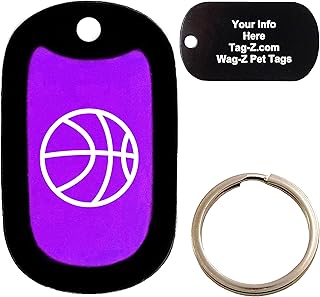 Custom Engraved Pet Tag - Basketball - Purple - Dog Tag - Tag-Z Wag-Z