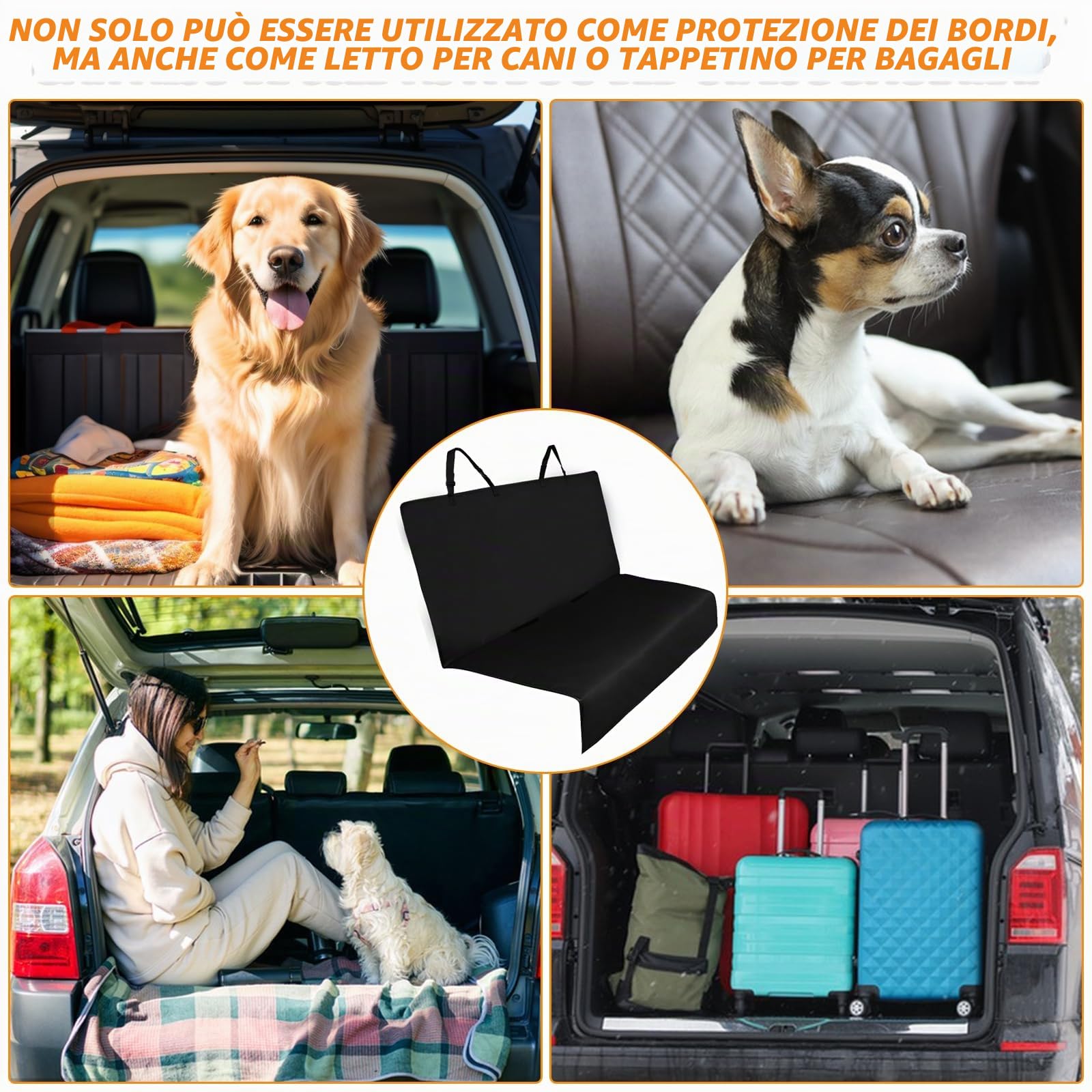 Coprisedile Auto per Cani, Coprisedile Posteriore Auto per Cani, Telo Cane Sedili Posteriori, Telo Bagagliaio per Cani, Impermeabile Universale Protezione Della Fodera