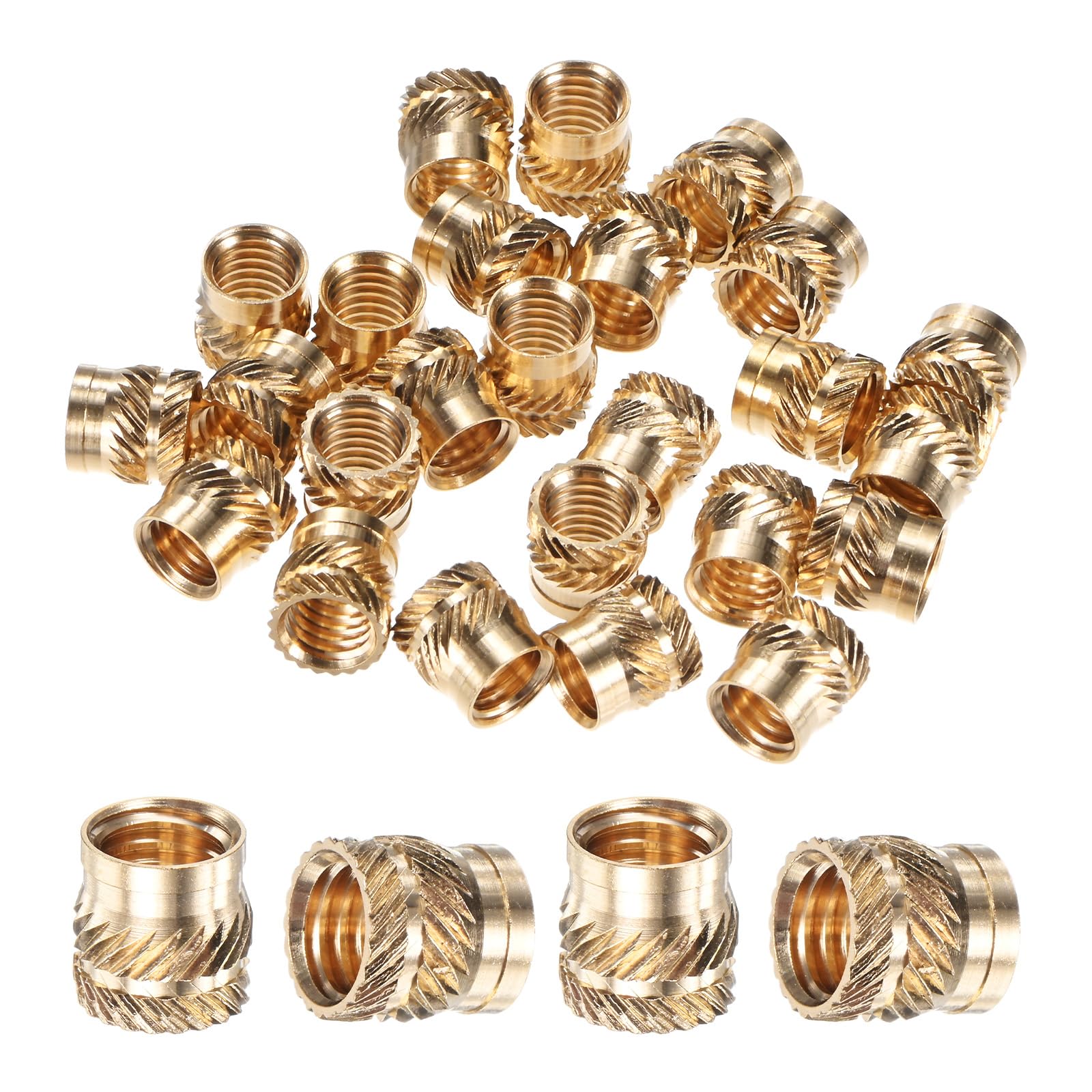 M METERXITY 25-Pack Threaded Inserts, M8 x 10mm L x 10mm OD Brass Heat Set Insert Nuts
