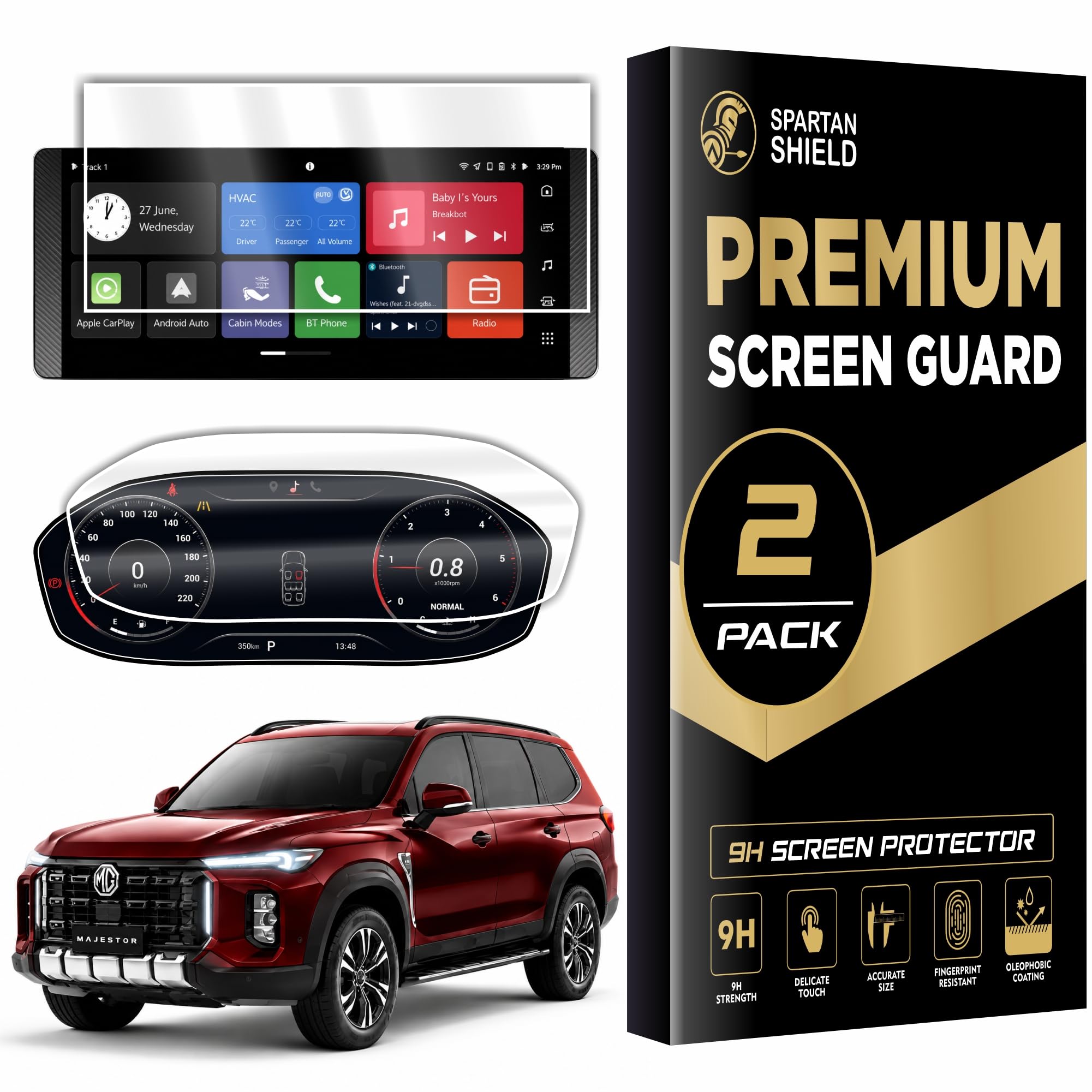 Spartan Shield [2 PACK] SCREEN GUARD For MG MAJESTOR 2026 || 12.3 INCH INFOTAINMENT TOUCHSCREEN + INSTRUMENT CLUSTER PROTECTOR | Anti Scratch | Water Resistant | HD Clear | High Touch Sensitivity | Windsor 2025 Car Accessories [Not Tempered Glass] (Majestor Info+Speedo Glossy)-image-19