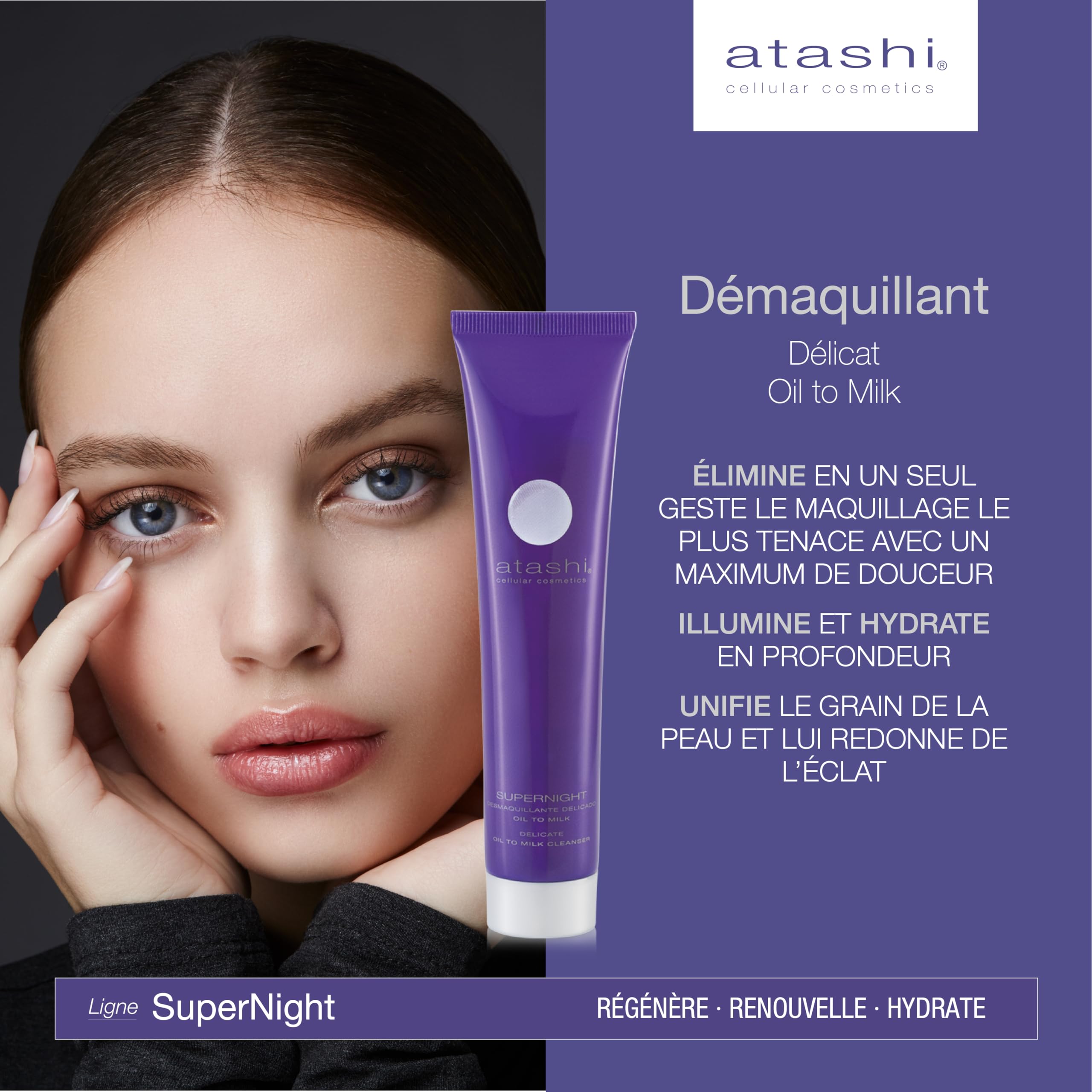 Image secondaire de Atashi Supernight – Huile-Lait Démaquillant | Peau Propre, Douce et Hydratée | Redensifie et Illumine | Acide Glycolique Liposom