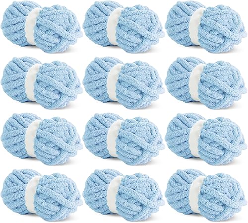 Vista 195 de HOMBYS Hilo de felpilla grueso y voluminoso para tejer a mano, hilo grueso y esponjoso para tejer a mano, hilo de felpa suave, paquete de 8