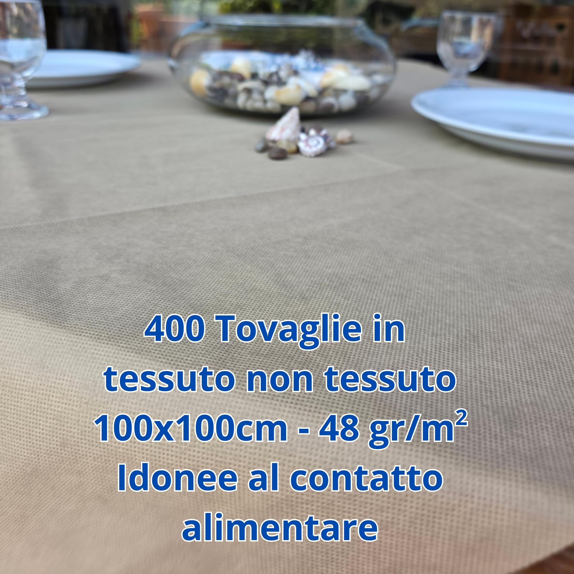 Manteles cubremanchas desechables marfil TNT 100 x 100 cm resistentes tipo tela alta gramaje 48 g manteles fiesta restaurante pizzería agroturismo trattoria mantel desechables impermeables (400)