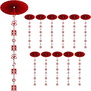 24PCS Chinese Wedding Room Decoration Set – Double Happiness Wall Hanging & Ceiling Garland for Newlywed Living Room & Home Decor, Chinese Wedding Party