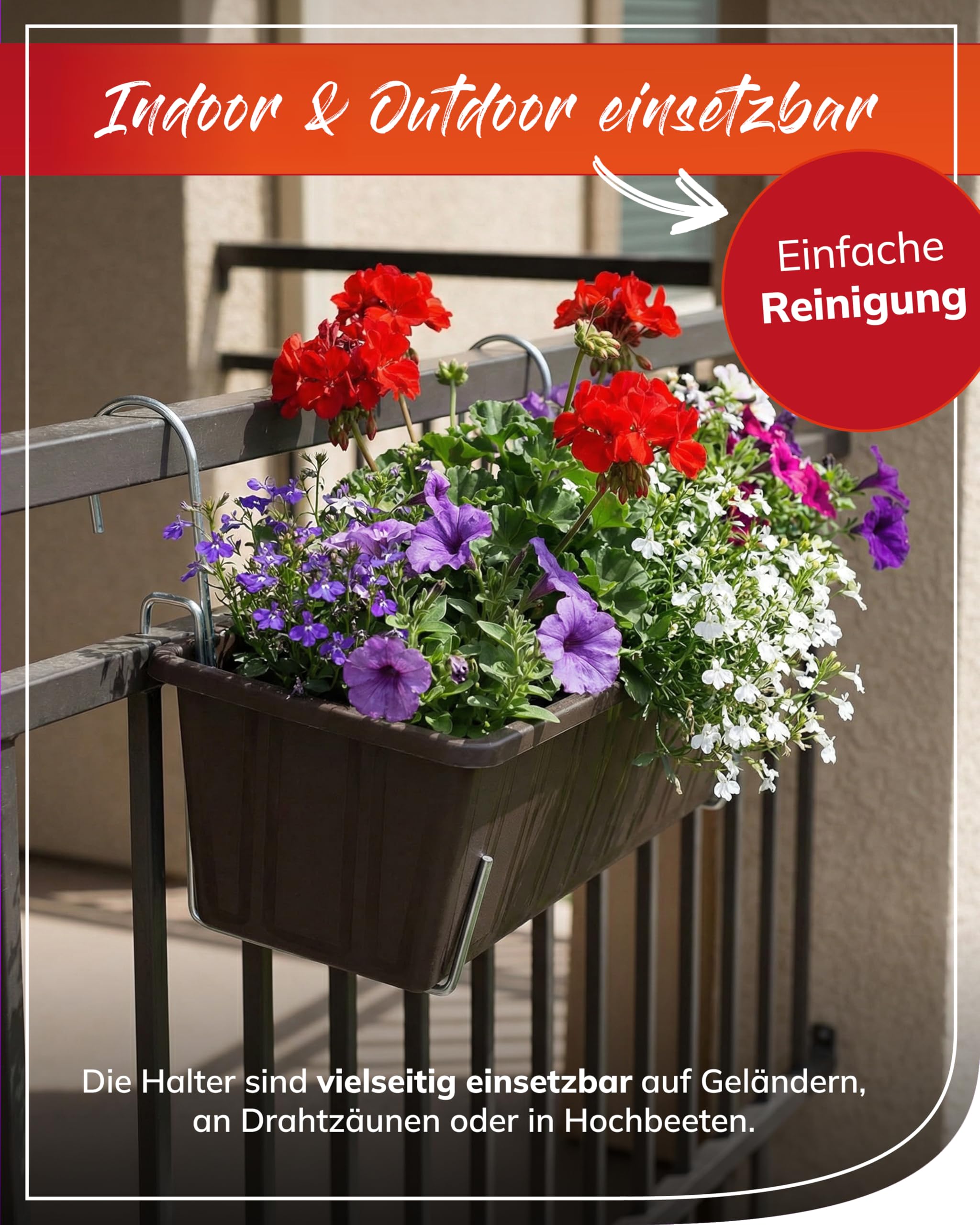 bellissa Blumenkastenhalterung L 10 Stück Stahldraht 7,5 x 16 x 16,5 cm