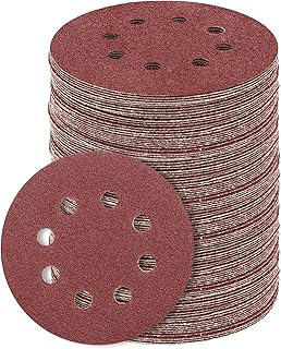 Sanding Discs Set, SIJDIEE 100Pcs 5 Inch 8 Holes 40 Grit Hook and Loop Sandpaper Round Sanding Sheet for Random Orbital Sander and Wood Furniture Finishing, Metal Grinding